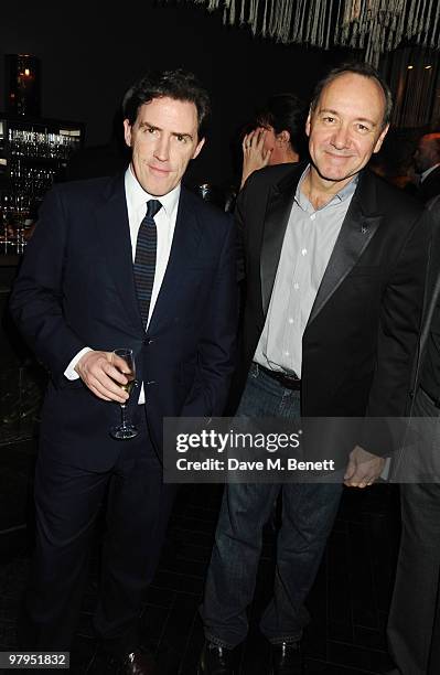 Rob Brydon and Kevin Spacey attend the W Doha 1st birthday celebration in partnership with The Old Vic, at Chinawhite on March 22, 2010 in London,...