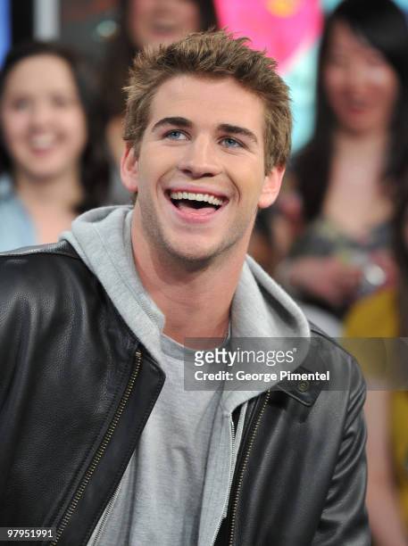 Actor Liam Hemsworth visits MuchOnDemand to promote his movie "The Last Song" at the MuchMusic HQ on March 22, 2010 in Toronto, Canada.
