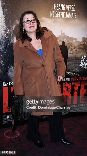 Actress Josiane Balasko attends the film Premiere of "L'Immortel" at Gaumont Capucine on March 22, 2010 in Paris, France.
