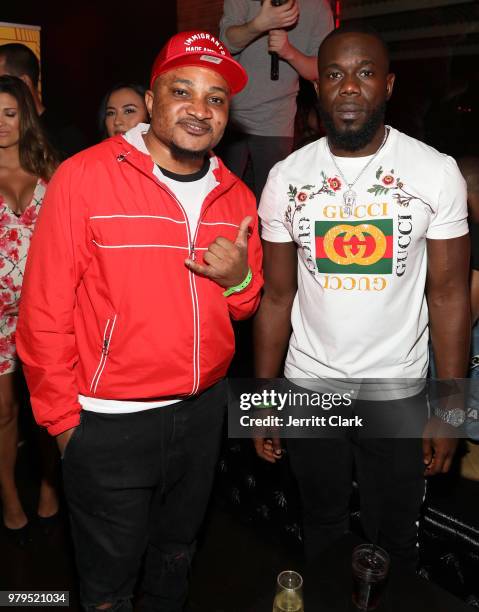 Producer Master Craft and guest attend Tamba Hali EP Release Party at Murano on June 19, 2018 in West Hollywood, California.