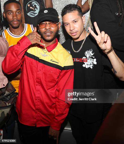 Eric Bellinger and Neiman Johnson attend Tamba Hali EP Release Party at Murano on June 19, 2018 in West Hollywood, California.