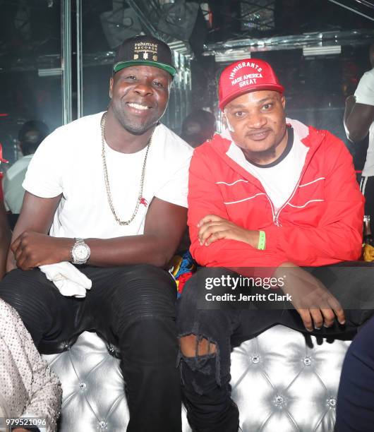 Tamba Hali and Producer Master Craft attend Tamba Hali EP Release Party at Murano on June 19, 2018 in West Hollywood, California.