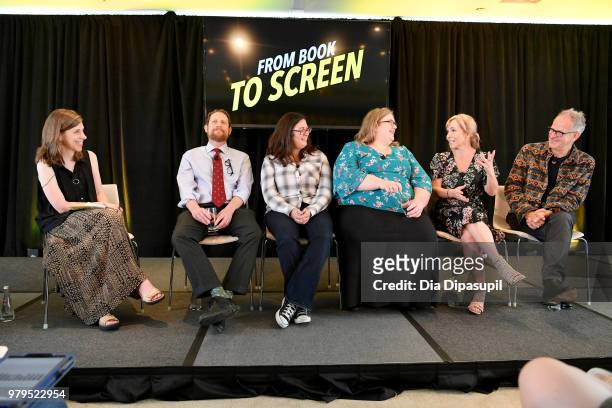 Cynthia Littleton, Scott M. Gimple, Jami OBrien, Sarai Walker, Marti Noxon, and Stephen Cornwell speak onstage during the "From Book to Screen" Panel...