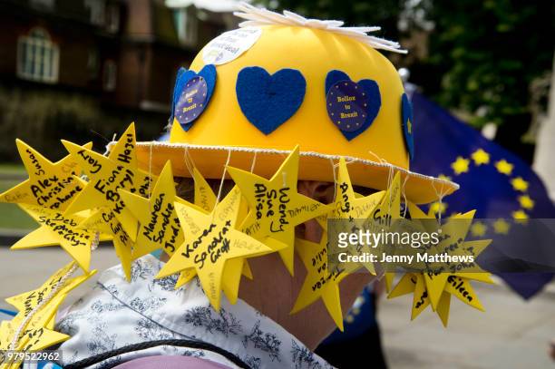 Anti Brexit protesters outside Parliament, Westminster, London as Members of Parliament debate the European Union withdrawal bill, June 20th 2018. A...