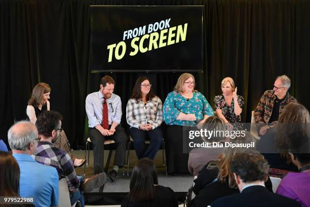 Cynthia Littleton, Scott M. Gimple, Jami O'Brien, Sarai Walker, Marti Noxon, and Stephen Cornwell speak onstage during the "From Book to Screen"...