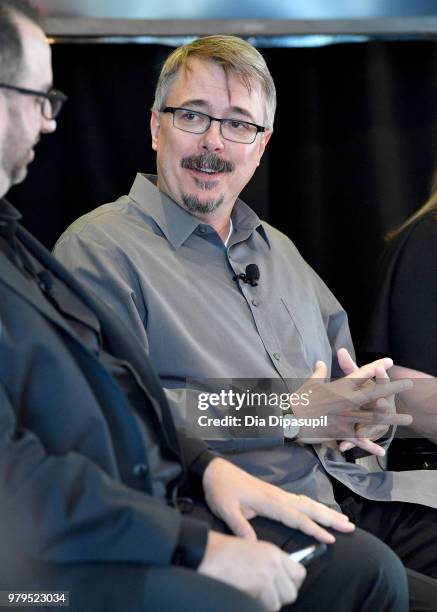 Vince Gilligan speaks onstage during the "Masterclass With Better Call Saul" Panel at the AMC Summit at Public Hotel on June 20, 2018 in New York...