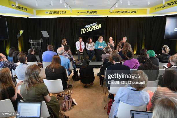 Cynthia Littleton, Scott M. Gimple, Jami O'Brien, Sarai Walker, Marti Noxon, and Stephen Cornwell speak onstage during the "From Book to Screen"...