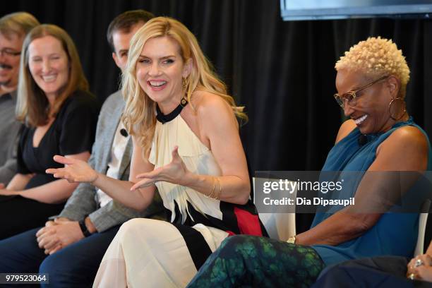 Vince Gilligan, Melissa Bernstein, Gordon Smith, Rhea Seehorn, and Jennifer Bryan speak onstage during the "Masterclass With Better Call Saul" Panel...