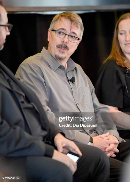 Vince Gilligan speaks onstage during the "Masterclass With Better Call Saul" Panel at the AMC Summit at Public Hotel on June 20, 2018 in New York...
