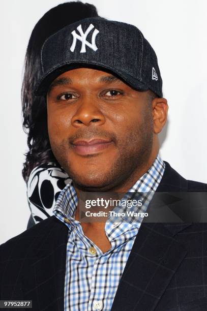 FIlmmaker/actor Tyler Perry attends the premiere of "Why Did I Get Married Too?" at the School of Visual Arts Theater on March 22, 2010 in New York...