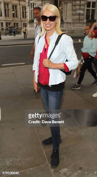Anneka Rice attends a special gala performance of "The Jungle" on World Refugee Day at Playhouse Theatre on June 20, 2018 in London, England.