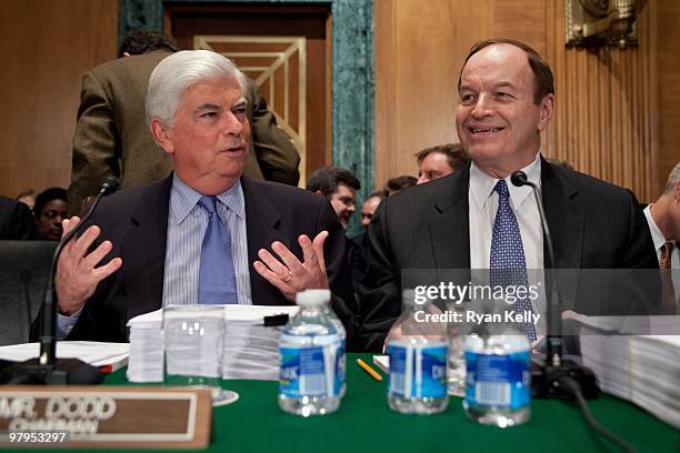 Committee chairman, Christopher J. Dodd, D-Conn., left, and ranking member Richard C. Shelby, R-Ala., before their Senate Banking, Housing and Urban...