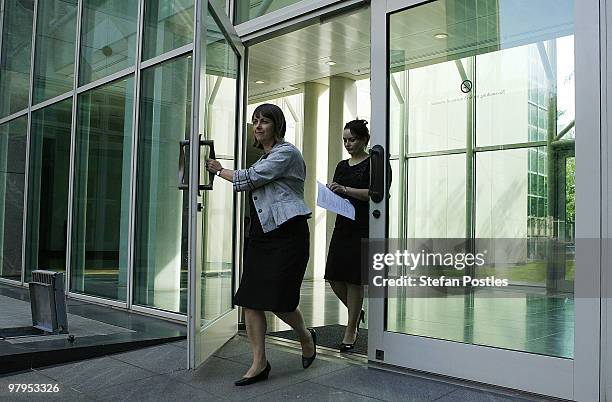 Nicola Roxon, Australia's minister for Health and Ageing, arrives at a doorstop on March 23, 2010 in Canberra, Australia. Ms Roxon spoke ahead of...