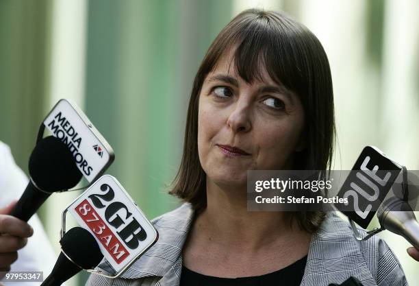 Nicola Roxon, Australia's minister for Health and Ageing, speaks to the media during a doorstop on March 23, 2010 in Canberra, Australia. Ms Roxon...