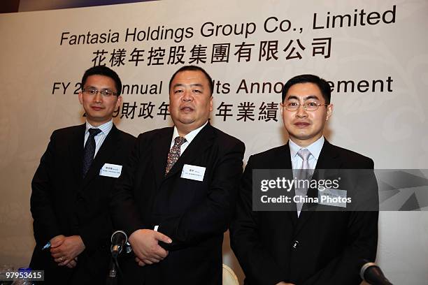 Alex Chan, executive director & CFO, Pan Jun, president and executive director, and Feng Huiming, vice president of Fantasia Holdings Group Co. Ltd....