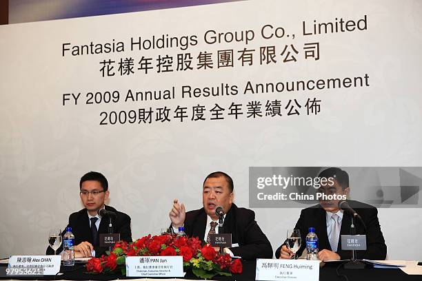 Alex Chan, executive director & CFO, Pan Jun, president and executive director, and Feng Huiming, vice president of Fantasia Holdings Group Co. Ltd....