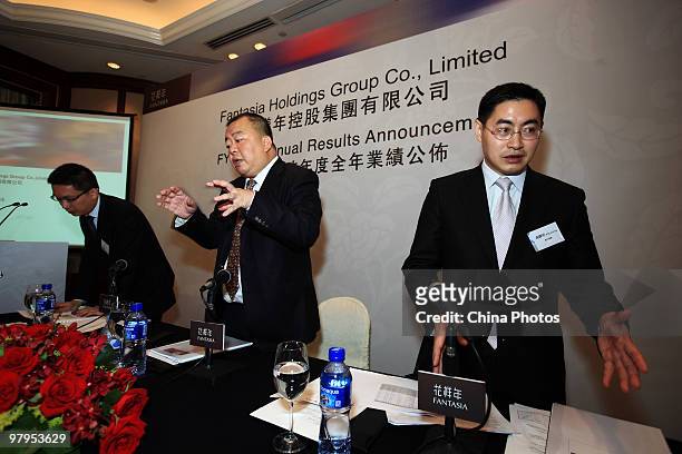 Alex Chan, executive director & CFO, Pan Jun, president and executive director, and Feng Huiming, vice president of Fantasia Holdings Group Co. Ltd....