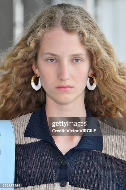 Model walks the runway at the Sunnei fashion show during Milan Men's Fashion Week Spring/Summer 2019 on June 17, 2018 in Milan, Italy.