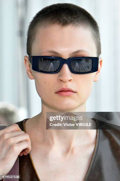 Model walks the runway at the Sunnei fashion show during Milan Men's Fashion Week Spring/Summer 2019 on June 17, 2018 in Milan, Italy.