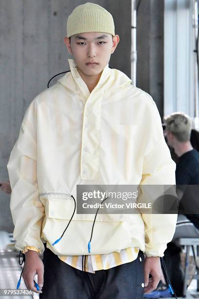 Model walks the runway at the Sunnei fashion show during Milan Men's Fashion Week Spring/Summer 2019 on June 17, 2018 in Milan, Italy.