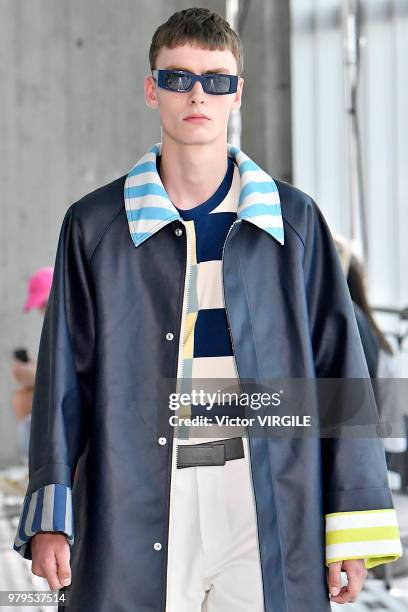 Model walks the runway at the Sunnei fashion show during Milan Men's Fashion Week Spring/Summer 2019 on June 17, 2018 in Milan, Italy.