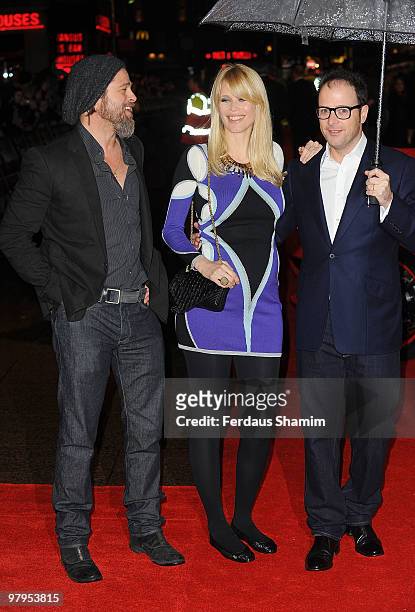 Brad Pitt, Claudia Schiffer and Matthew Vaughn attend the UK premiere of the film "Kick Ass" at Empire Leicester Square on March 22, 2010 in London,...