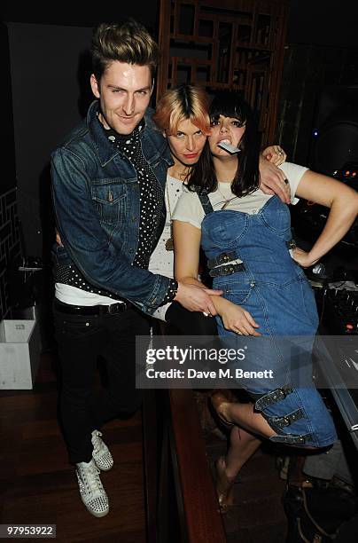 Henry Holland with Mairead Nash and Tabitha Denholm of Queens of Noize attend the W Doha 1st birthday celebration in partnership with The Old Vic, at...