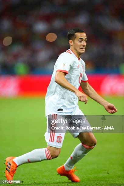 Lucas Vazquez of Spain in action during the 2018 FIFA World Cup Russia group B match between Iran and Spain at Kazan Arena on June 20, 2018 in Kazan,...