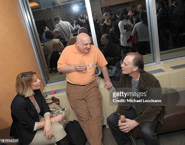Actor Keith Carradine talks with guests during the HBO Documentary Screening Of " A Mother's Courage" at the HBO Theater on March 22, 2010 in New...