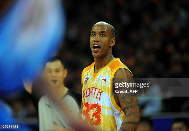 Basket-CHN-NBA-Marbury, FOCUS, by Robert Saiget Former New York Knick point guard Stephon Marbury reacts during Chinese Basketball Association...