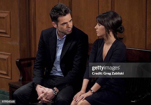 Jason Thompson and Kimberly McCullough in a scene that airs the week of March 29, 2010 on Disney General Entertainment Content via Getty Images...