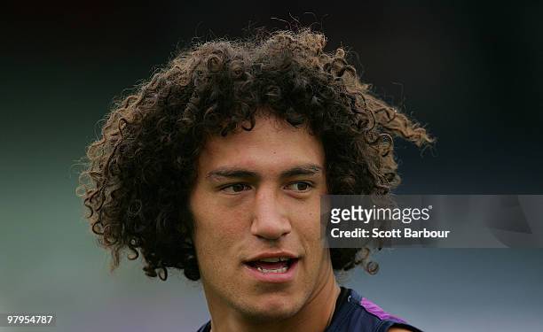 Kevin Proctor of the Storm looks on during a Melbourne Storm NRL training session at Visy Park on March 23, 2010 in Melbourne, Australia.