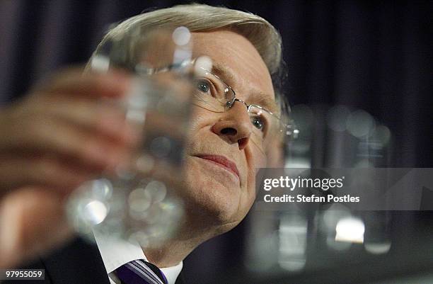 Australian Prime Minister Kevin Rudd during a debate against opposition leader Tony Abbott at the National Press Club on March 23, 2010 in Canberra,...