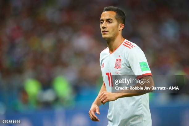 Lucas Vazquez of Spain looks on during the 2018 FIFA World Cup Russia group B match between Iran and Spain at Kazan Arena on June 20, 2018 in Kazan,...