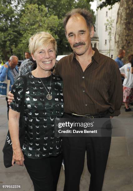 Claire van Kampen and Mark Rylance attend a special gala performance of "The Jungle" on World Refugee Day at Playhouse Theatre on June 20, 2018 in...