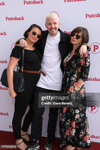 Gizzi Erskine, Professor Green and Rose Elinor Dougall attend the VIP launch of Puttshack in West London, celebrating a 'hole' new night out, on June...