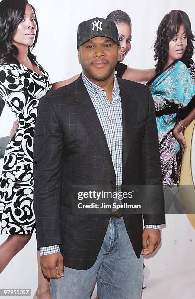 FIlmmaker/actor Tyler Perry attends the premiere of "Why Did I Get Married Too?" at the School of Visual Arts Theater on March 22, 2010 in New York...