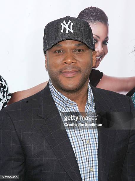 FIlmmaker/actor Tyler Perry attends the premiere of "Why Did I Get Married Too?" at the School of Visual Arts Theater on March 22, 2010 in New York...