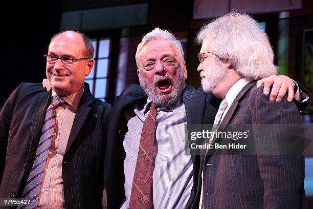 Roundabout Theatre's Artistic Director Todd Haimes, Composer Stephen Sondheim and Playwright John Weidman attend the Roundabout Theatre Company�s...