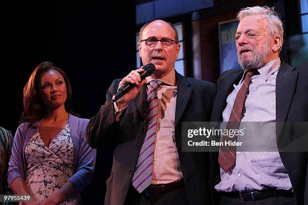 Actress Vanessa Williams, Roundabout Theatre's Artistic Director Todd Haimes and Composer Stephen Sondheim attend the Roundabout Theatre Company�s...