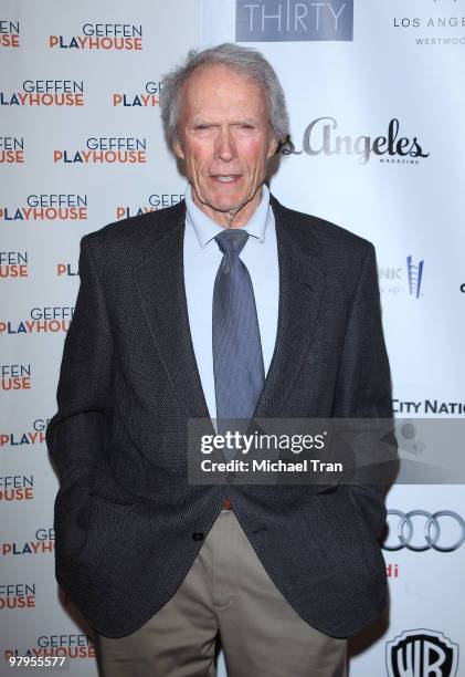 Clint Eastwood arrives to "Backstage At The Geffen" held at Geffen Playhouse on March 22, 2010 in Los Angeles, California.