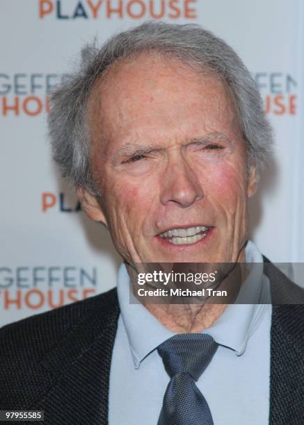 Clint Eastwood arrives to "Backstage At The Geffen" held at Geffen Playhouse on March 22, 2010 in Los Angeles, California.