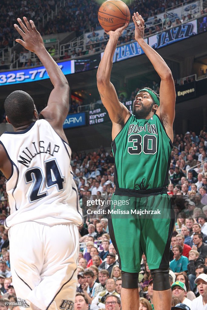 Rm Rasheed Jazz Rasheed Wallace of the Boston Celtices puts up the shot over Paul ...
