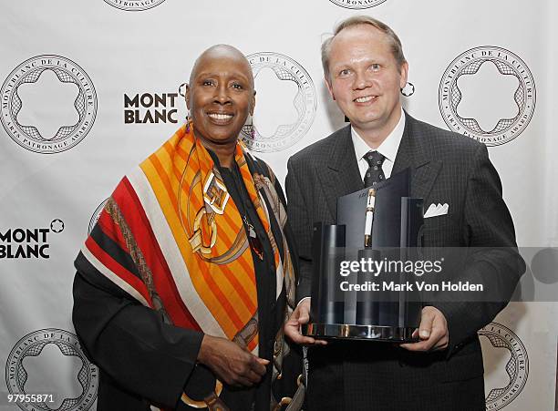 Artistic director Alvin Ailey American Dance Theater/ Honoree Judith Jamison and President & CEO Montblanc North America, Jan-Patrick Schmitz attend...