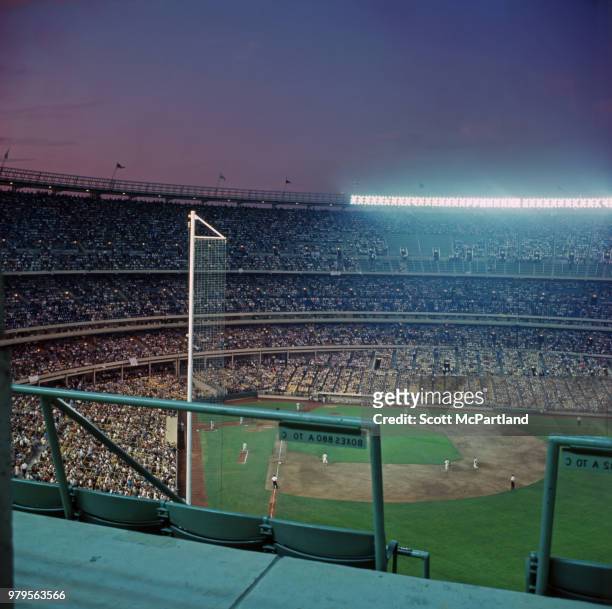 New York City - View from the upper decks of a crowded Shea Stadium during a New York Mets game.
