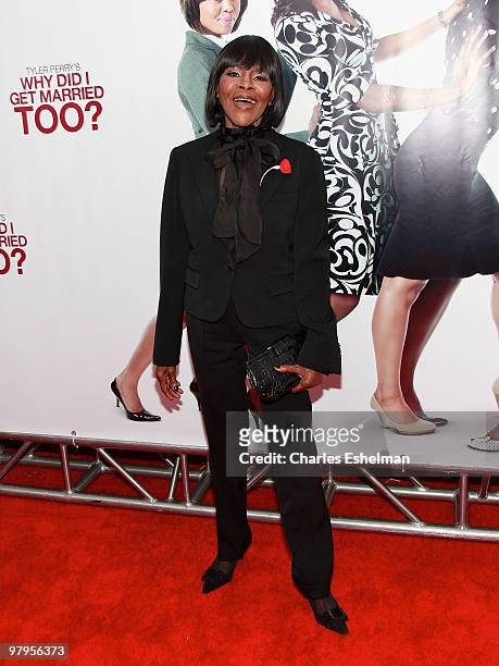 Actress Cicely Tyson attends the special screening of "Why Did I Get Married Too?" at the School of Visual Arts Theater on March 22, 2010 in New York...