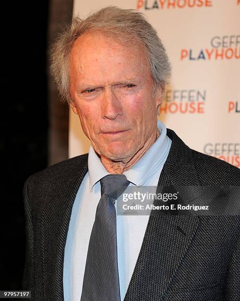 Director Clint Eastwood poses on the red carpet at the Geffen Playhouse's Annual Backstage at the Geffen Gala on March 22, 2010 in Los Angeles,...