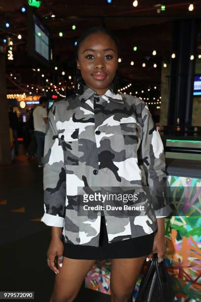 Tinea Taylor attends the VIP launch of Puttshack in West London, celebrating a 'hole' new night out, on June 20, 2018 in London, England.