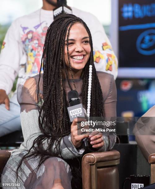 Tessa Thompson visits Build Studio to discuss 'Sorry to Bother You' at Build Studio on June 20, 2018 in New York City.