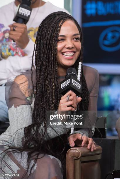 Tessa Thompson visits Build Studio to discuss 'Sorry to Bother You' at Build Studio on June 20, 2018 in New York City.